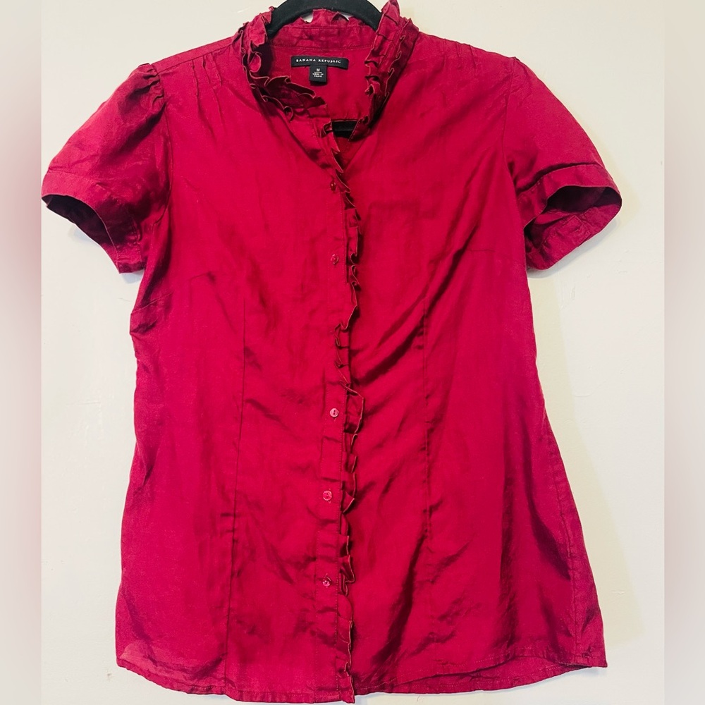 Banana Republic Red Button Down Shirt